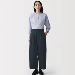 Pantalons, Jupes Et Shorts^Muji Pantalon fuselé à jambes larges en sergé de coton mélangé pour femme