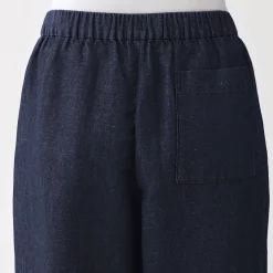 Pantalons, Jupes Et Shorts^Muji Pantalon large en mélange lin-denim pour femme Bleu Marine Foncé