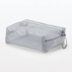 Trousses Et Pots À Crayons|Vanitys Et Trousses De Maquillage^Muji Pochette en maille polyester - Petit, Gris