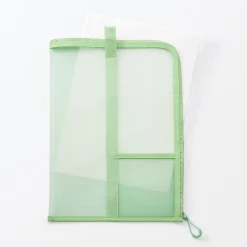 Porte-Cartes Et Albums^Muji Porte-documents en nylon maillé avec fermeture éclair - A4, Vert One Colour