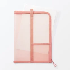 Porte-Cartes Et Albums^Muji Porte-documents en nylon maillé avec fermeture éclair - A4, Rose One Colour