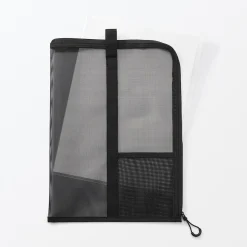 Porte-Cartes Et Albums^Muji Porte-documents en nylon maillé avec fermeture éclair - A4, Noir