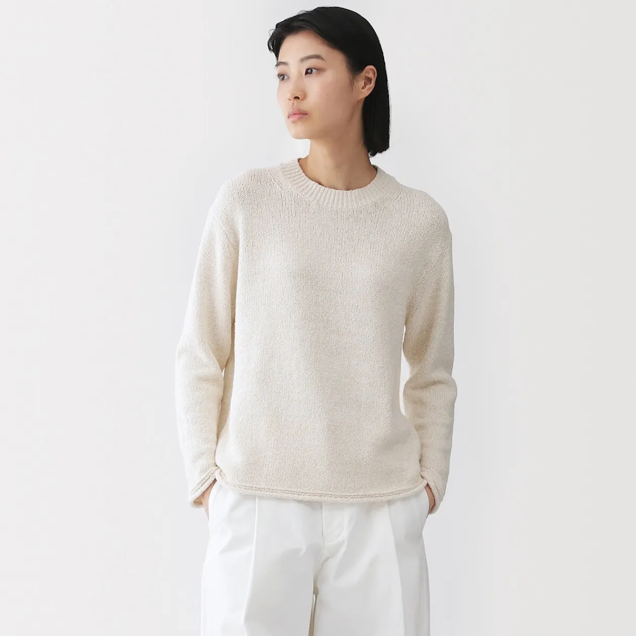 Pulls Et Cardigans^Muji Pull à col ras du cou bouclé en mélange de coton pour femme