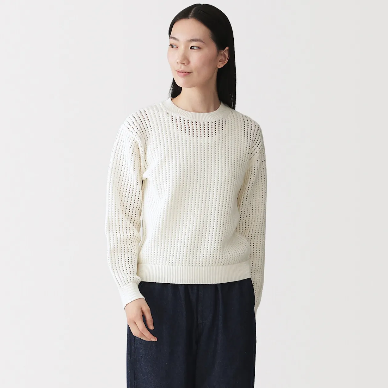 Pulls Et Cardigans|Pyjamas Et Vêtements D'Intérieur^Muji Pull à col ras du cou en tricot de coton mélangé pour femme
