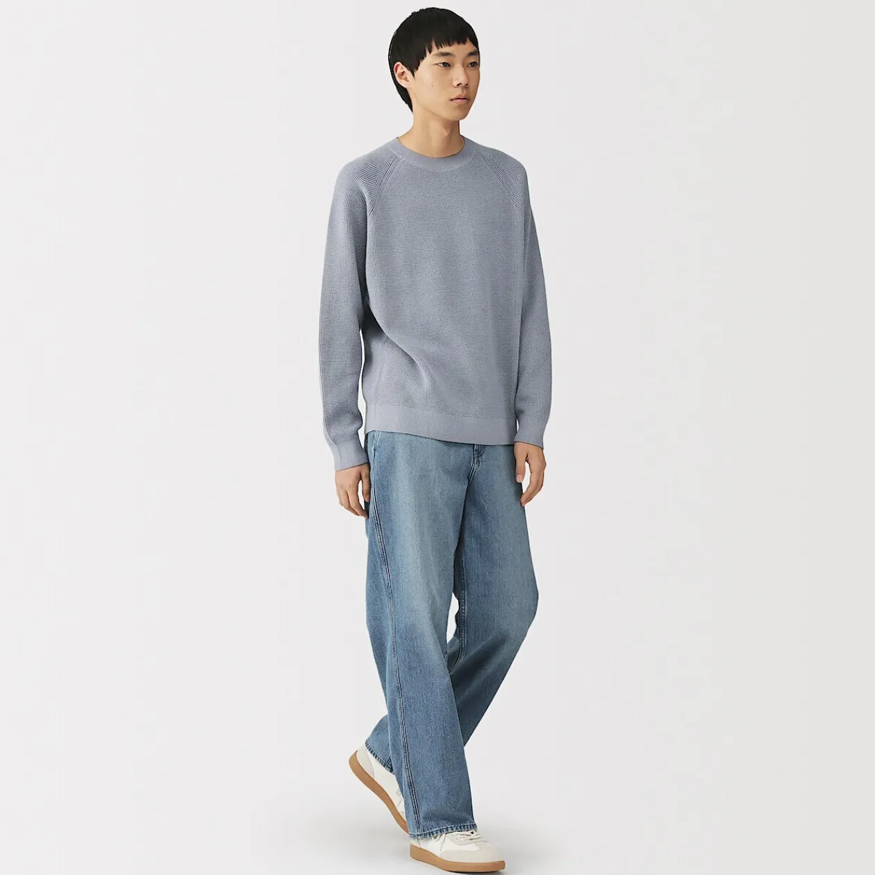 Pulls Et Cardigans|Hoodies Et Sweatshirts^Muji Pull à col ras du cou en tricot gaufré de coton mélangé pour homme