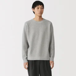Pulls Et Cardigans|Hoodies Et Sweatshirts^Muji Pull à col ras du cou en tricot gaufré de coton mélangé pour homme