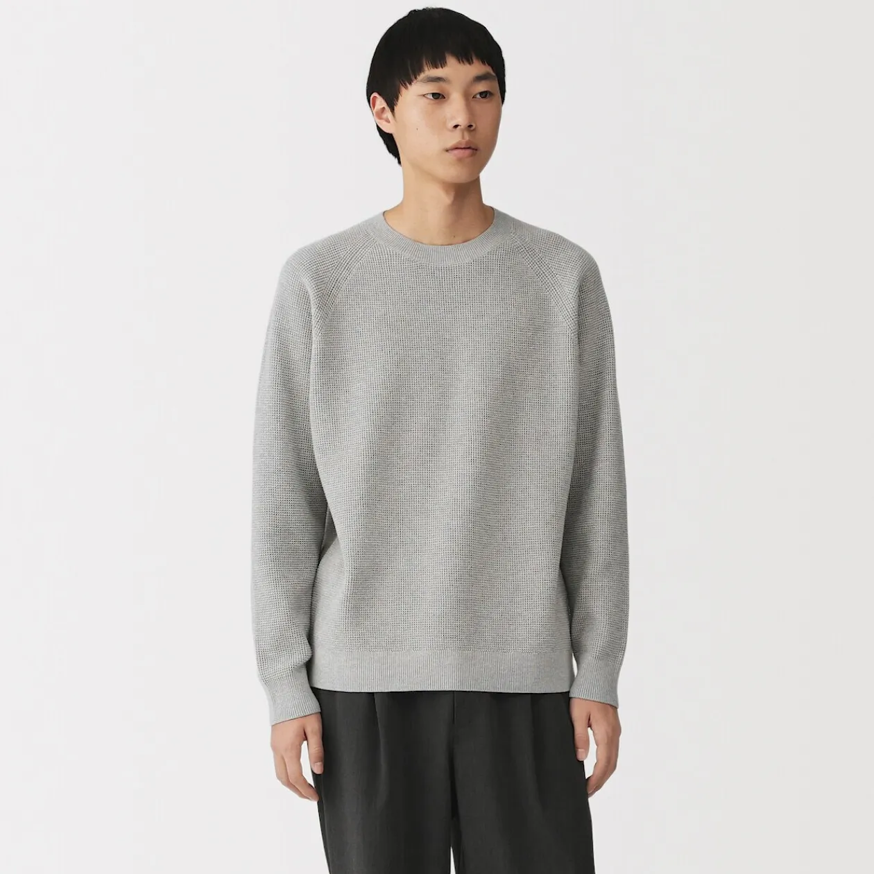 Pulls Et Cardigans|Hoodies Et Sweatshirts^Muji Pull à col ras du cou en tricot gaufré de coton mélangé pour homme
