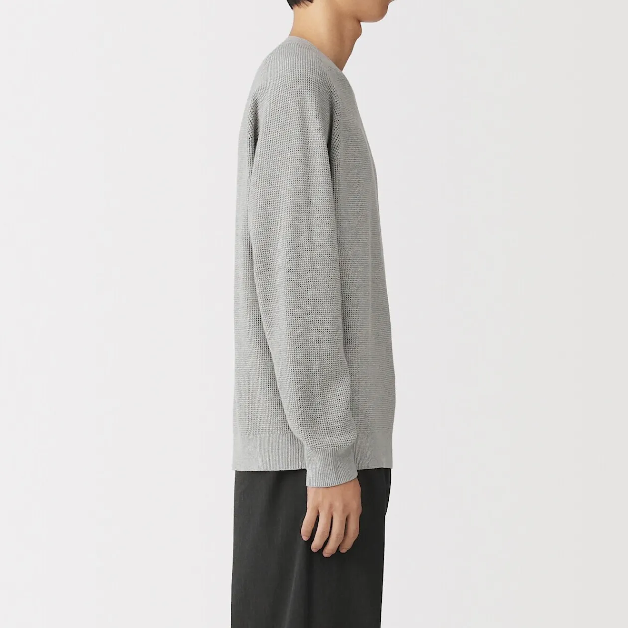 Pulls Et Cardigans|Hoodies Et Sweatshirts^Muji Pull à col ras du cou en tricot gaufré de coton mélangé pour homme