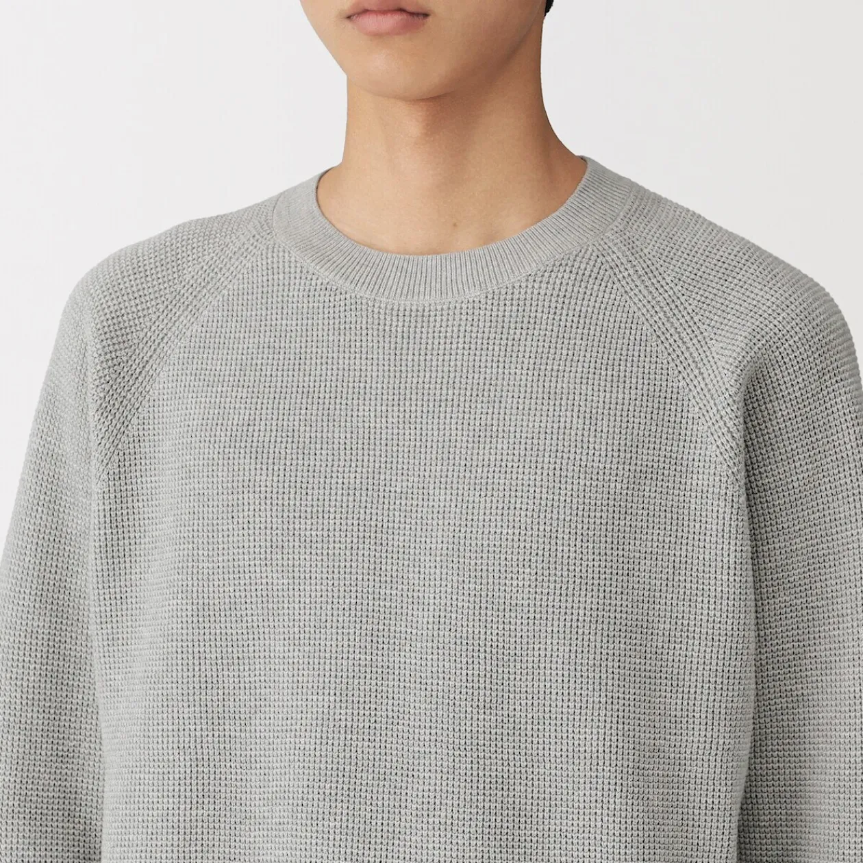 Pulls Et Cardigans|Hoodies Et Sweatshirts^Muji Pull à col ras du cou en tricot gaufré de coton mélangé pour homme
