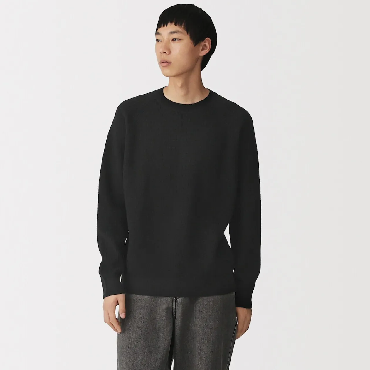 Pulls Et Cardigans|Hoodies Et Sweatshirts^Muji Pull à col ras du cou en tricot gaufré de coton mélangé pour homme
