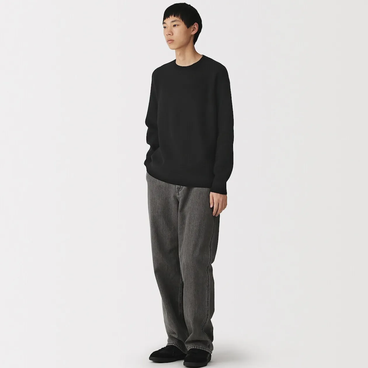Pulls Et Cardigans|Hoodies Et Sweatshirts^Muji Pull à col ras du cou en tricot gaufré de coton mélangé pour homme