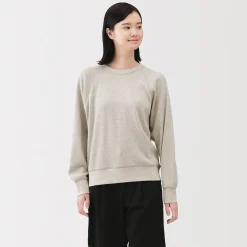 Hoodies Et Sweatshirts|Hauts Et T‐Shirts^Muji Pull à col rond en coton biologique tricoté gaufré pour femme