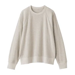 Hoodies Et Sweatshirts|Hauts Et T‐Shirts^Muji Pull à col rond en coton biologique tricoté gaufré pour femme
