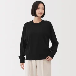 Hoodies Et Sweatshirts|Hauts Et T‐Shirts^Muji Pull à col rond en coton biologique tricoté gaufré pour femme