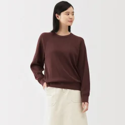 Hoodies Et Sweatshirts|Hauts Et T‐Shirts^Muji Pull à col rond en coton biologique tricoté gaufré pour femme