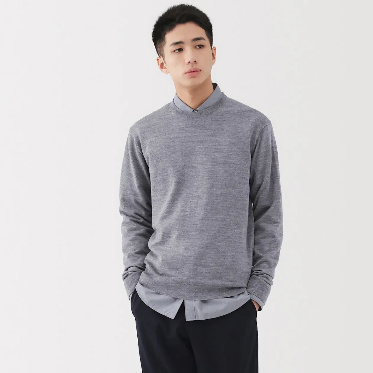 Pulls Et Cardigans^Muji Pull à col rond en laine tricot fin pour homme