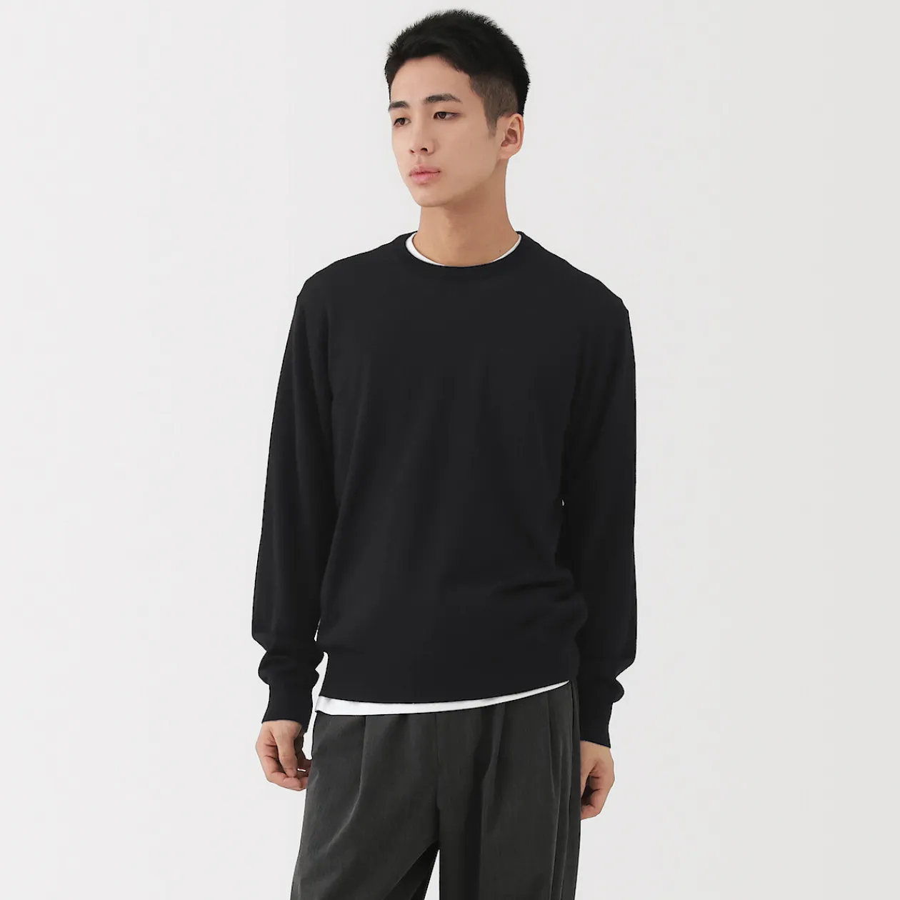Pulls Et Cardigans^Muji Pull à col rond en laine tricot fin pour homme