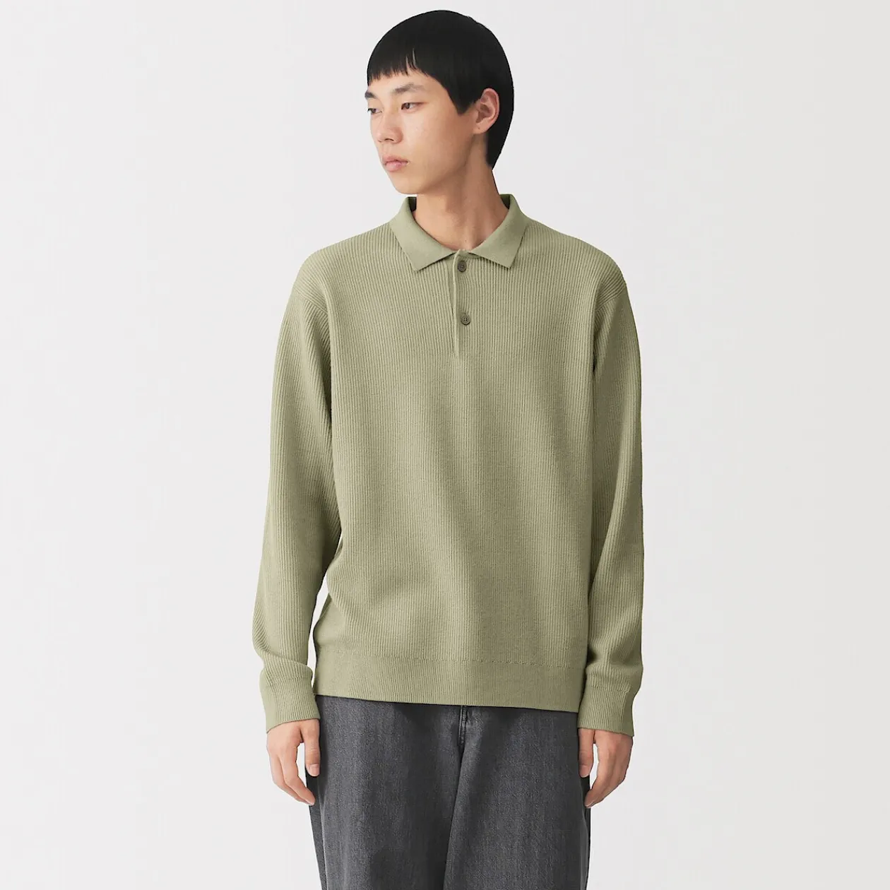 Pulls Et Cardigans^Muji Pull polo côtelé en mélange de coton pour homme