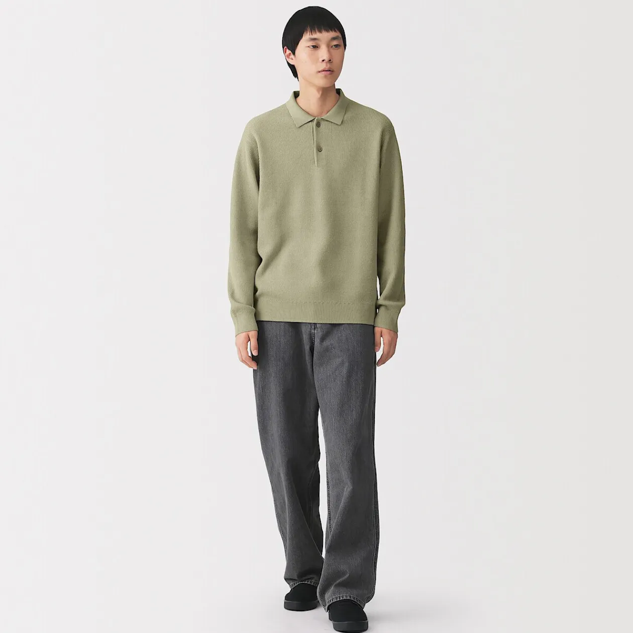Pulls Et Cardigans^Muji Pull polo côtelé en mélange de coton pour homme