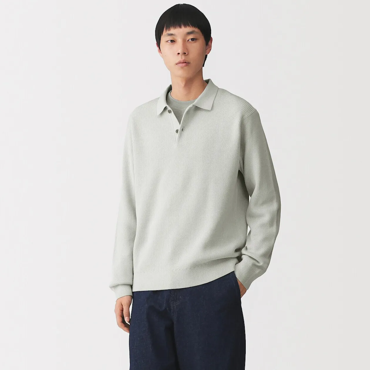 Pulls Et Cardigans^Muji Pull polo côtelé en mélange de coton pour homme