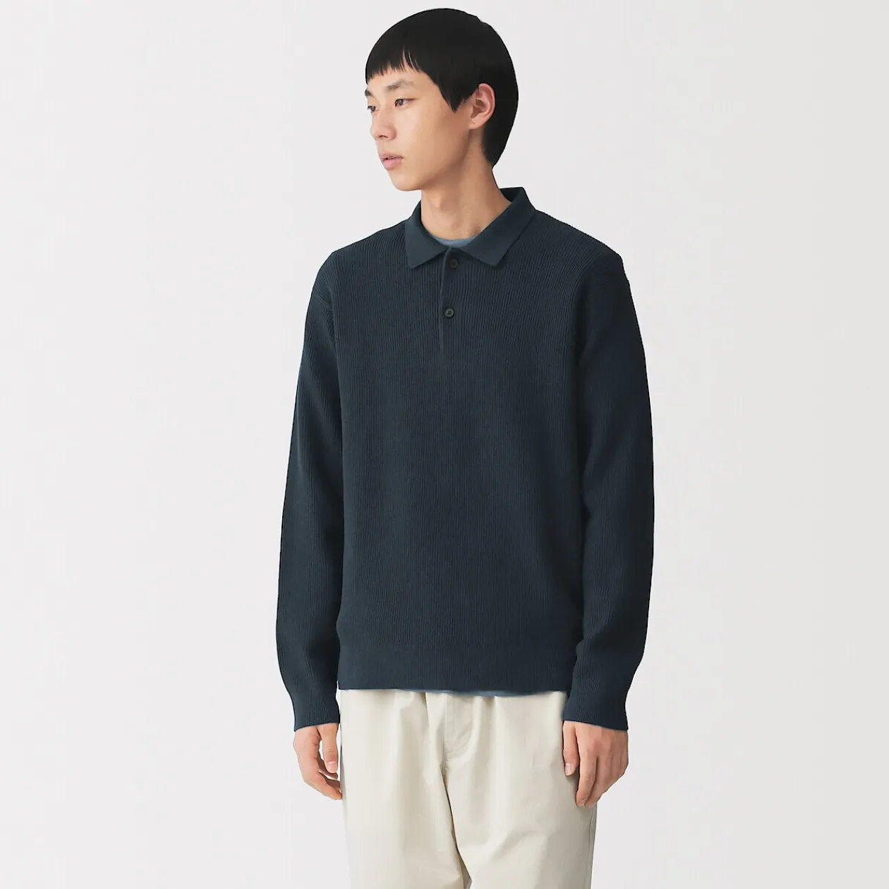 Pulls Et Cardigans^Muji Pull polo côtelé en mélange de coton pour homme