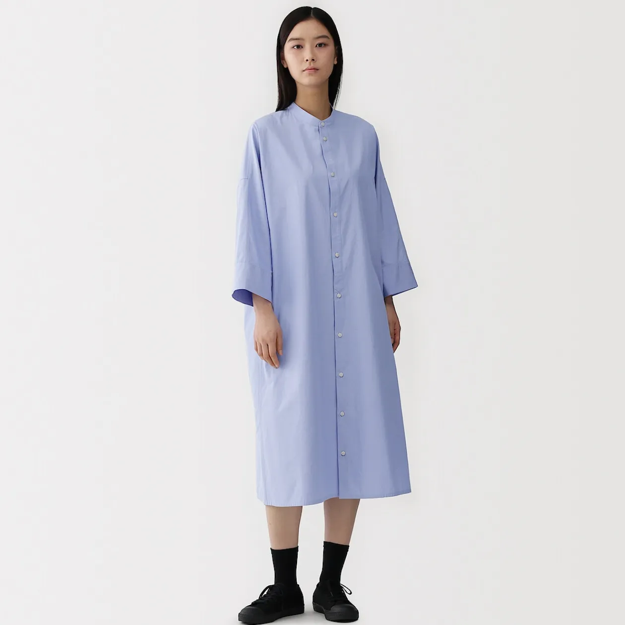 Robes Et Tuniques^Muji Robe chemise à col montant en popeline de coton biologique pour femme