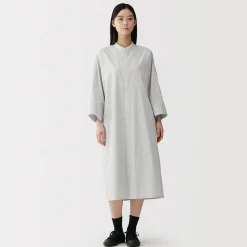 Robes Et Tuniques^Muji Robe chemise à col montant en popeline de coton biologique pour femme