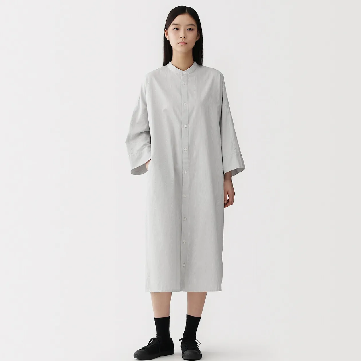 Robes Et Tuniques^Muji Robe chemise à col montant en popeline de coton biologique pour femme