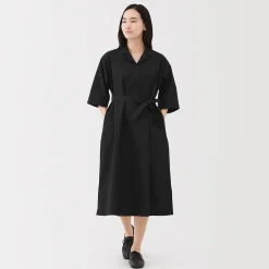 Robes Et Tuniques^Muji Robe chemise large à manches 3/4 et en coton Quick Dry pour femme