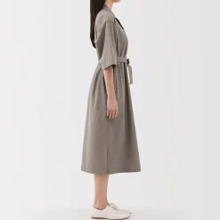 Robes Et Tuniques^Muji Robe chemise large à manches 3/4 et en coton Quick Dry pour femme