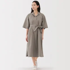 Robes Et Tuniques^Muji Robe chemise large à manches 3/4 et en coton Quick Dry pour femme