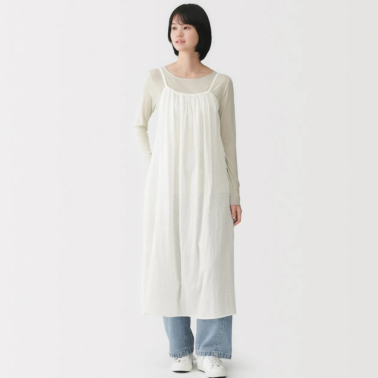 Robes Et Tuniques|Pyjamas Et Vêtements D'Intérieur^Muji Robe top en double gaze à pois dobby pour femme