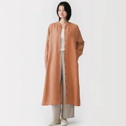 Robes Et Tuniques^Muji Robe-chemise à col officier en lin lavé pour femme