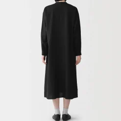 Robes Et Tuniques^Muji Robe-chemise à col officier en lin lavé pour femme