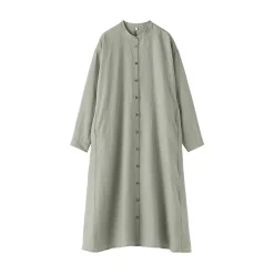Robes Et Tuniques^Muji Robe-chemise à col officier en lin lavé pour femme