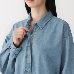 Robes Et Tuniques^Muji Robe-chemise légère en denim de kapok mélangé pour femme
