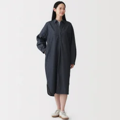 Robes Et Tuniques^Muji Robe-chemise légère en denim de kapok mélangé pour femme