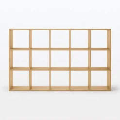 Étagères Modulables En Bois^Muji Set de 3 étagères étroites en chêne ‐ 3x5 niveaux (Dont Eco‐part. 5,30€)