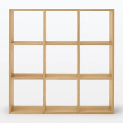 Étagères Modulables En Bois^Muji Set de 3 étagères étroites en chêne ‐ 3x3 niveaux (Dont Eco‐part. 3,90 €)