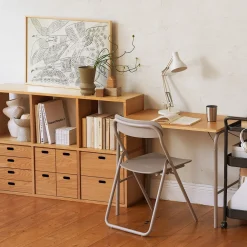 Étagères Modulables En Bois^Muji Set de 2 étagères étroites en chêne ‐ 2x3 niveaux (Dont Eco‐part. 2,80 €)