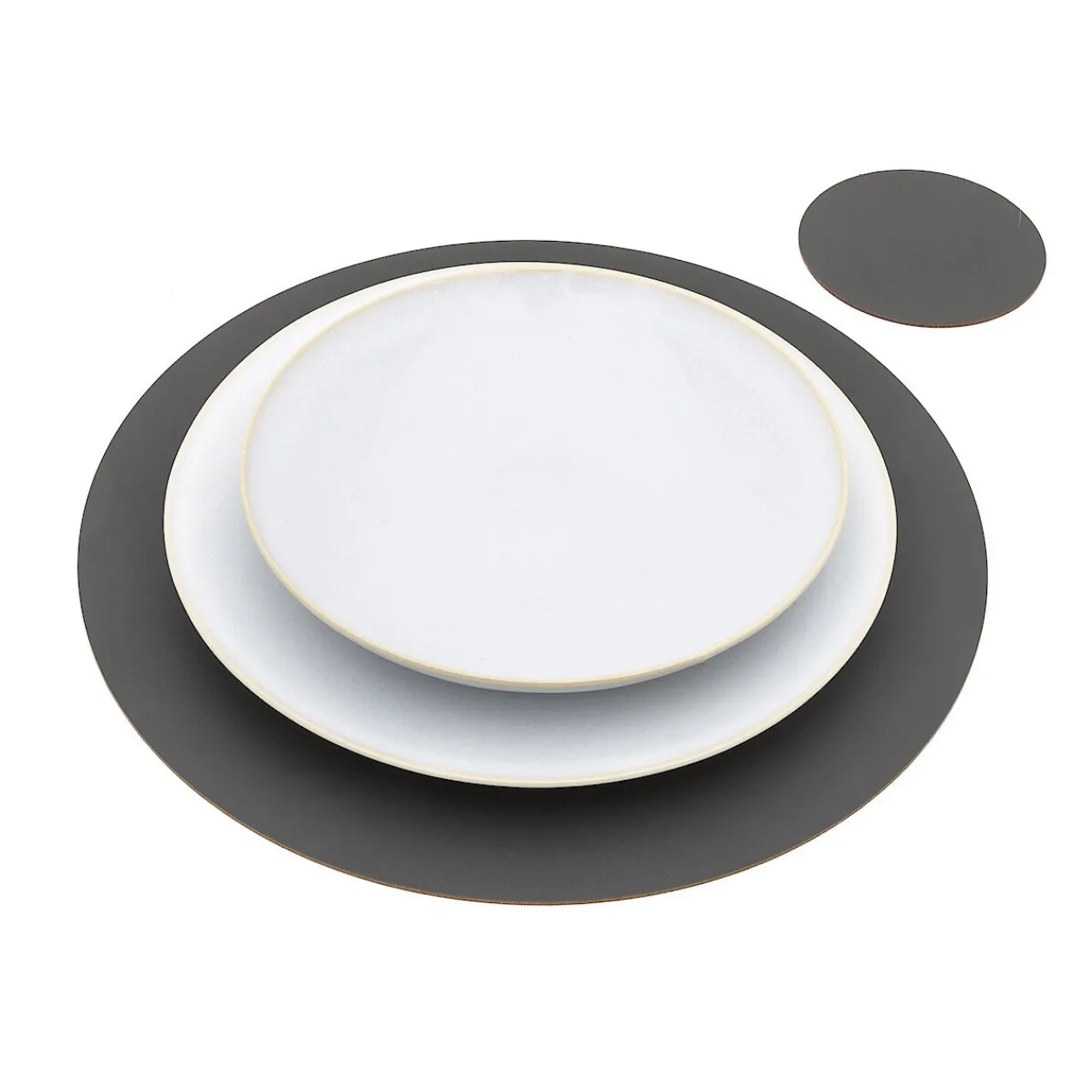 Linge De Table^Muji Set de table en cuir recyclé - Gris Cendré