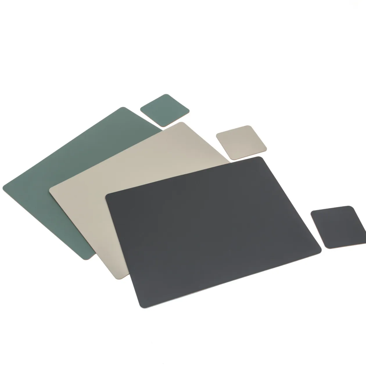 Linge De Table^Muji Set de table en cuir recyclé - rectangulaire, Graphite