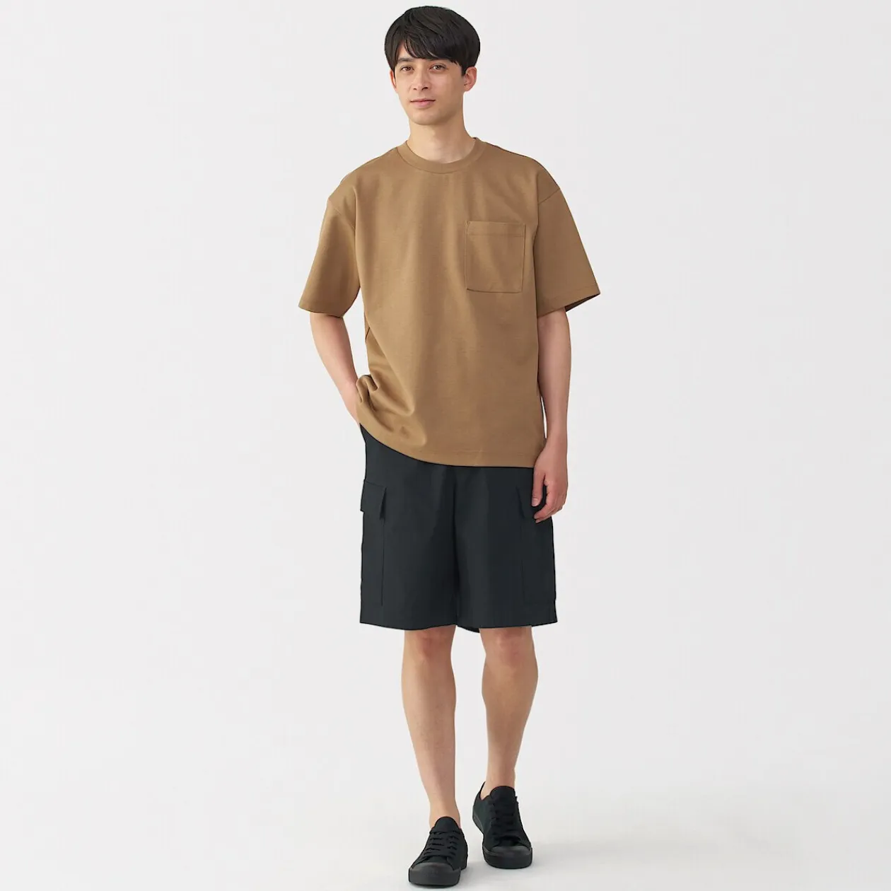 Pantalons Et Shorts^Muji Short cargo en mélange de coton délavé pour homme