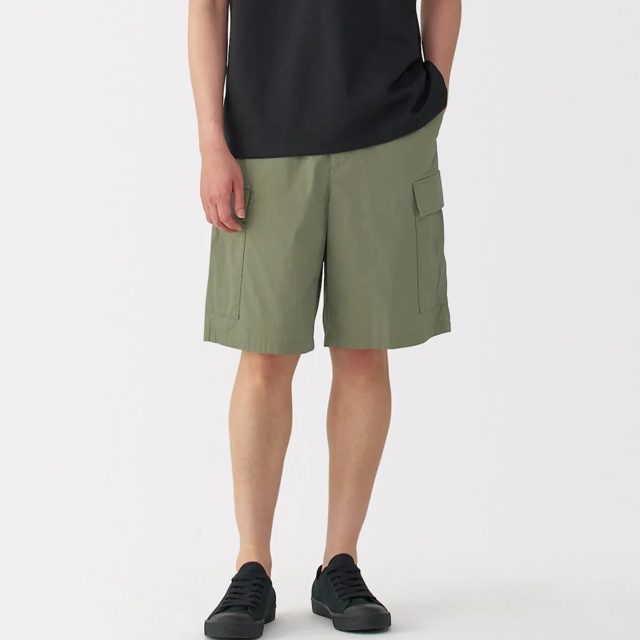 Pantalons Et Shorts^Muji Short cargo en mélange de coton délavé pour homme