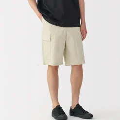 Pantalons Et Shorts^Muji Short cargo en mélange de coton délavé pour homme