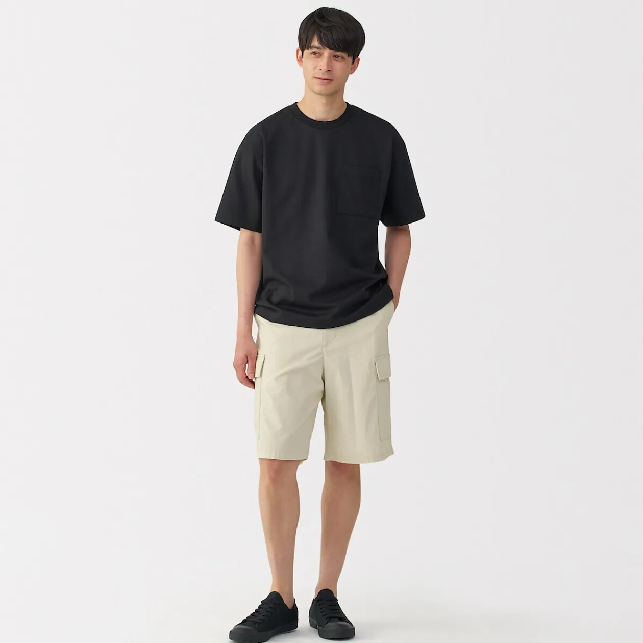 Pantalons Et Shorts^Muji Short cargo en mélange de coton délavé pour homme