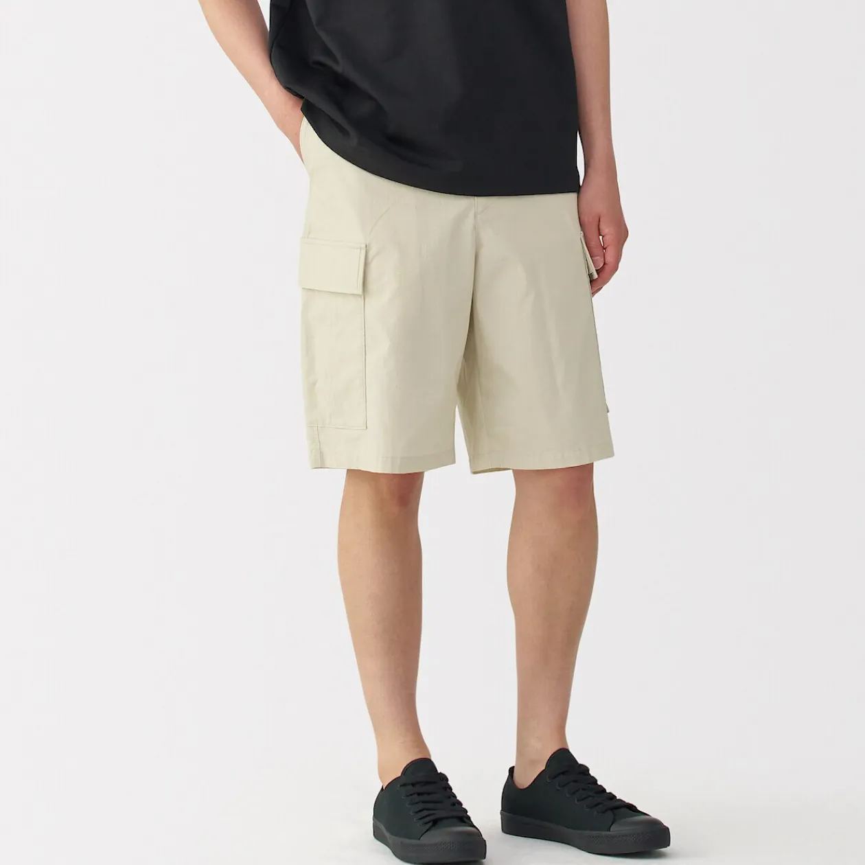 Pantalons Et Shorts^Muji Short cargo en mélange de coton délavé pour homme