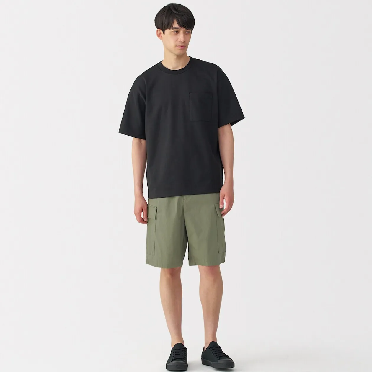 Pantalons Et Shorts^Muji Short cargo en mélange de coton délavé pour homme