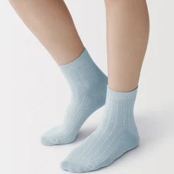 Chaussettes^Muji Socquettes à côtes extensibles à angle droit pour femme