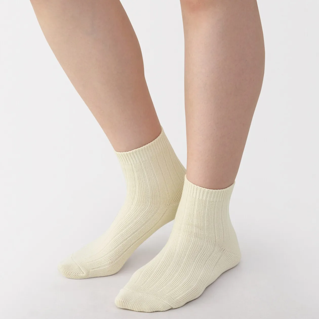 Chaussettes^Muji Socquettes à côtes extensibles à angle droit pour femme